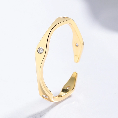 925 Sterlingsilber Raute Zirkonia Verstellbarer Ring Minimalistisch Geometrisch Welle Offener Ring Mode Schmuck Damen
