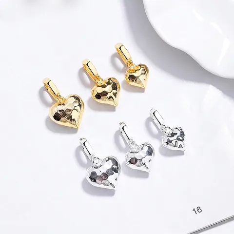 Collier Pendentif Cœur en Argent Sterling 925 pour Femme Texture Martelée Plaqué Or Argent Élégant Bijoux de Mode Cadeau d'Anniversaire
