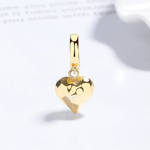 Collier Pendentif Cœur en Argent Sterling 925 pour Femme Texture Martelée Plaqué Or Argent Élégant Bijoux de Mode Cadeau d'Anniversaire