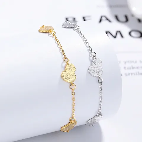 Bracciale in Argento Sterling 925 a Forma di Zucca per Donna Lusso Leggero Texture Martellata Catena Regolabile Gioielli
