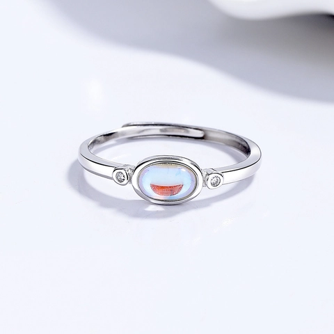 925 Sterlingsilber Mondstein Ring Für Damen Minimalistisch Verstellbar Oval Zirkonia Eingelegt Fingerring Mode Schmuck Geschenk