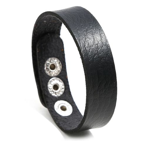 Adjustable Synthetic Leather Bracelet Minimalist Punk Style Lychee Texture Wristband Metal Snap Button Bracelet For Women Men Daily Gift