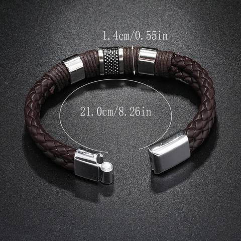 Bracciale da Uomo in Pelle PU Intrecciata Punk Con Chiusura Magnetica in Lega Minimalista Street Style Gioielli Regalo per Uomo