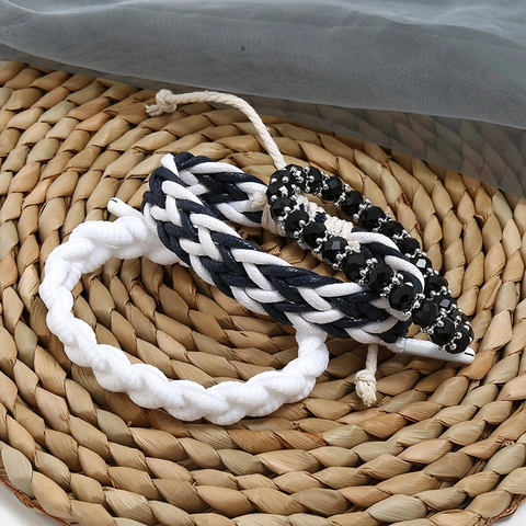 Punk Einfaches Gewebtes Armband Für Damen Böhmische Handgefertigte Verstellbare Perlenkordel Armbänder Mode Schmuck Student Alltag