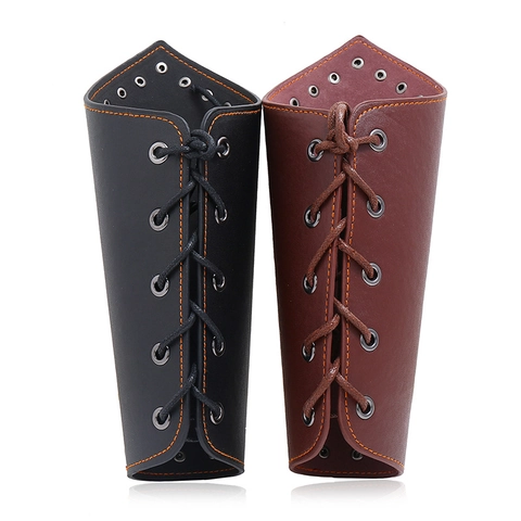 Punk Nieten Kunstleder Armschienen Retro Mittelalterlich Schnüren Armschutz Biker Reiten Handgelenkschutz Unisex Accessoires