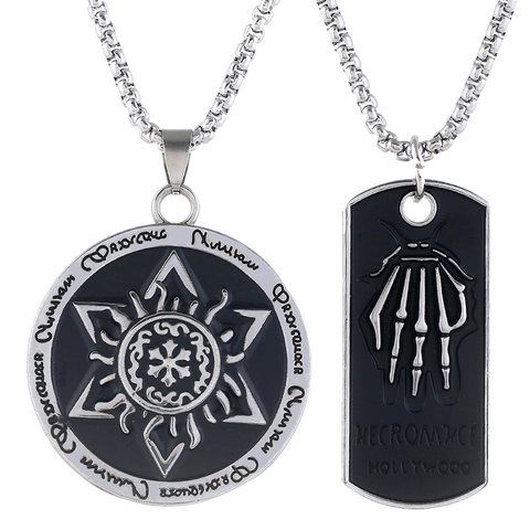 Gothic Punk Skeletal Hand Hexagram Pendant Necklace Stainless Steel Box Chain Retro Hip Hop Men Alloy Jewelry Accessories