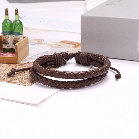 Punk Vintage Woven PU Leather Bracelet For Men Women Adjustable Multi Layer Braided Cord Casual Ethnic Jewelry Gift