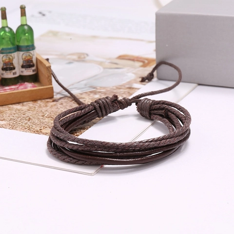 Retro Multilayer Braided Leather Bracelet For Women Handmade Adjustable Simple Punk Boho Style Jewelry Wrap Wristband Gift