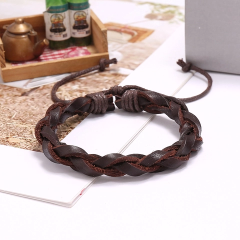 Vintage Punk Geflochtenes Rindsleder Armband Für Damen Herren Handgefertigt Verstellbar Wachsschnur Boho Wickelarmband Schmuck