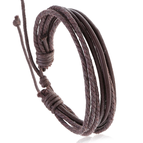 Retro Multilayer Braided Leather Bracelet For Women Handmade Adjustable Simple Punk Boho Style Jewelry Wrap Wristband Gift