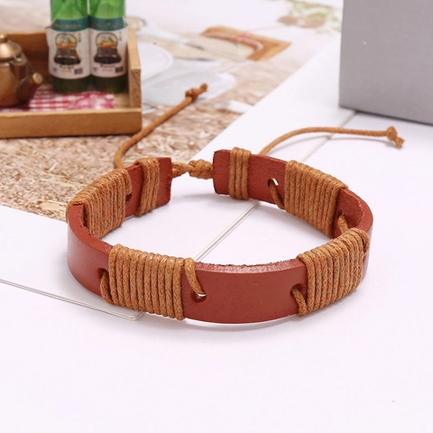 Retro Braided Cowhide Leather Bracelet For Men Women Adjustable Wax Rope Punk Bohemian Style Handmade Jewelry Bracelet Gift