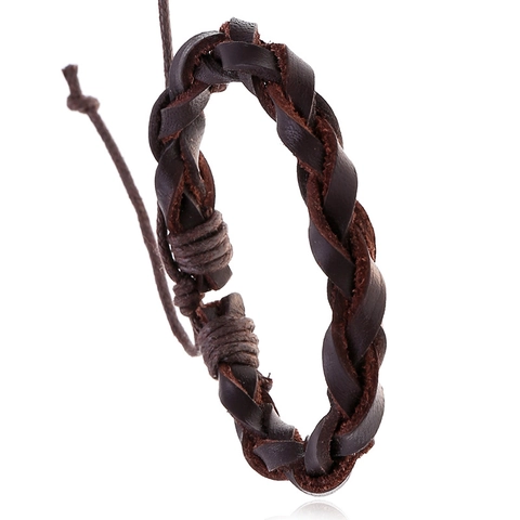 Vintage Punk Geflochtenes Rindsleder Armband Für Damen Herren Handgefertigt Verstellbar Wachsschnur Boho Wickelarmband Schmuck