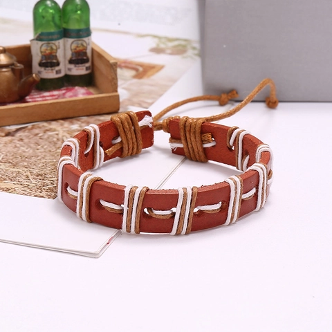 Retro Punk Geflochtenes Echtleder Armband Für Damen Herren Vintage Bohemian Verstellbares Wachsseil Gewebtes Armband Schmuck Geschenk