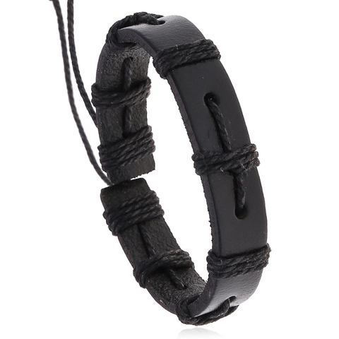 Handgewebtes Rindsleder Armband Retro Punk Stil Verstellbares Hanfseil Umwickeltes Armband Mode Unisex Schmuck
