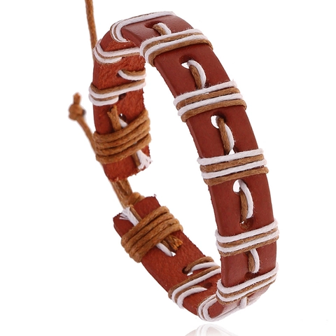 Retro Punk Geflochtenes Echtleder Armband Für Damen Herren Vintage Bohemian Verstellbares Wachsseil Gewebtes Armband Schmuck Geschenk