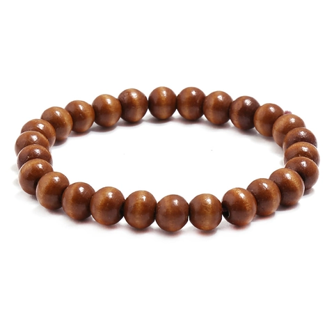 Pulsera de Cuentas de Madera Natural Hecha a Mano Estilo Zen Vintage Cuentas Redondas Elásticas Buda Joyería Para Hombres Mujeres