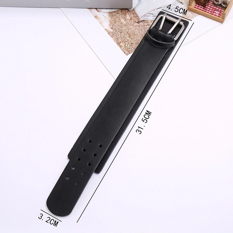 Bracciale da Uomo Punk in Vera Pelle Larga a Doppio Strato Regolabile in Pelle di Vacchetta Con Fibbia in Ferro Gioielli Regalo