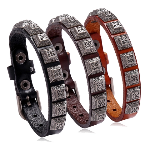 Vintage Punk Lederarmband Für Herren Damen Legierung Kreuz Niete Armband Verstellbare Schnalle Gothic Rock Schmuck Geschenk