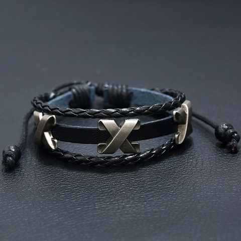 Men's Vintage Multilayer Braided Leather Bracelet With Metal Decoration Adjustable Handmade Punk Wristband Jewelry Gift