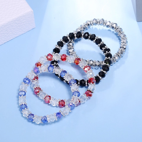 Pulsera de Cristal de Cuentas Minimalista de Estilo Coreano para Mujeres Niñas Moda Geométrica Elástica Pulsera Joyería Regalo