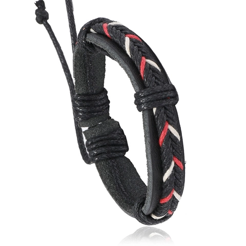 Vintage Hip Hop Geflochtenes Rindsleder Armband Für Damen Herren Verstellbar Böhmisch Ethno Mehrlagig Wachsschnur Schmuck