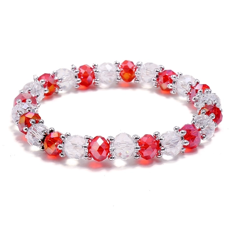 Pulsera de Cristal de Cuentas Minimalista de Estilo Coreano para Mujeres Niñas Moda Geométrica Elástica Pulsera Joyería Regalo