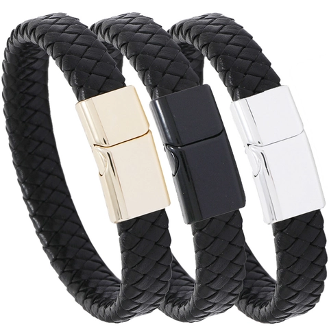 Geflochtenes Kunstleder Armband Für Damen Herren Legierung Magnetverschluss Vintage Punk Armreif Mode Schmuck Geschenk