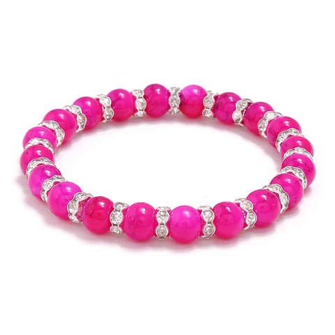 Punk-Stil Buntes Perlenarmband Für Damen Kristall Elastische Handkette Mit Strass-Akzenten Modeschmuck
