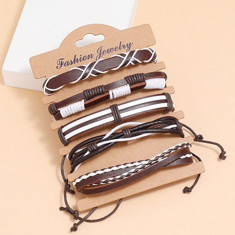 Punk Retro Woven Leather Bracelets Multilayer Bohemian Adjustable Wax Cord For Men Women Unisex Fashion Jewelry Collection