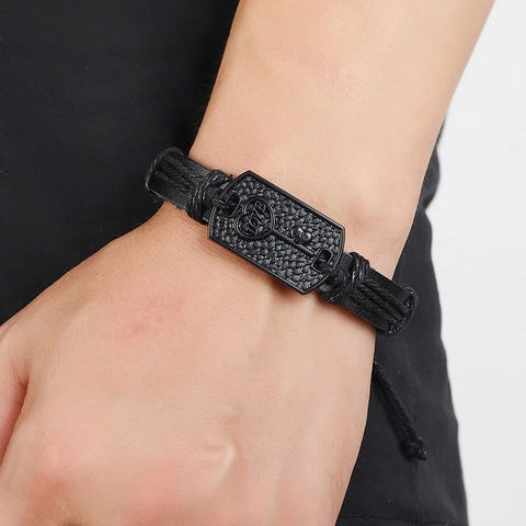 Punk Retro Multilayer Woven PU Leather Bracelet With Heart Key Alloy Plate Charm For Men Women Fashion Wristband Jewelry