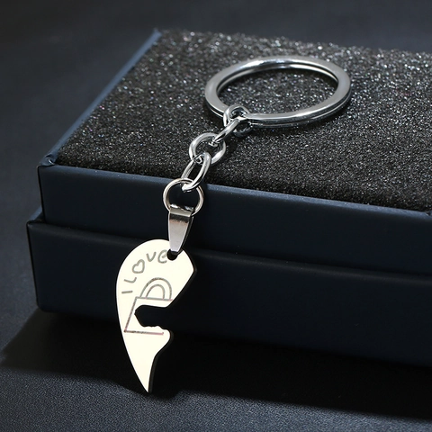 Romantische Hart Puzzel Koppel Sleutelhanger Set Titanium Roestvrij Staal I Love You Gegraveerde Sleutelhanger Valentijnsdag