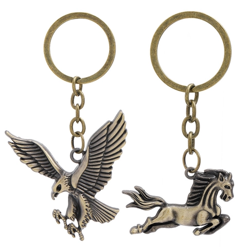 Llavero Vintage de Aleación de Zinc Animales Bronce Antiguo Águila Caballo Colgante Anillo de Llave Regalo Metal Forma Animal