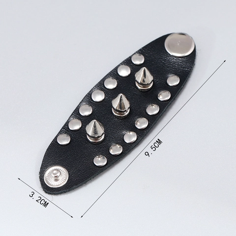 Punk Rivet Spike Cowhide Leather Wide Band Ring For Men Women Gothic Rock Style Adjustable Fashion Finger Ring Jewelry Gift