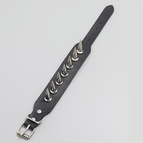 Punk Spike Leren Armband Voor Heren Metalen Studs Gothic Rock Polsband Verstelbare Gesp Stoere Mode Sieraden Accessoire