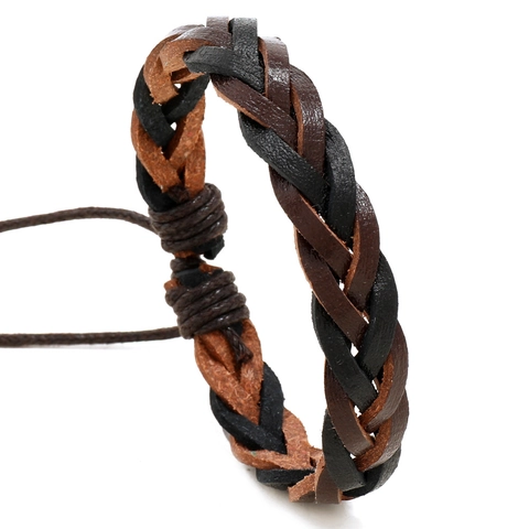 Herren Retro Handgewebt Geflochtenes Kunstleder Armband Mehrlagiges Verstellbare Kordel Armband Punk Stil Schmuck Für Herren