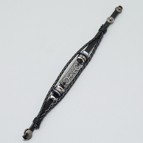 Punk Minimalistische Meerlaagse Gevlochten Lederen Armband Voor Koppels Zwart Legering Metaal Gender Symbolen Verstelbaar Sieraden