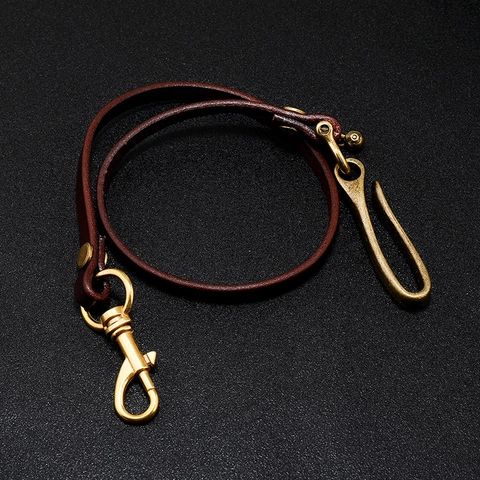 Vintage Echt Runderleer Portemonnee Ketting Voor Mannen Vrouwen Punk Biker Broek Ketting Met Legering Haak Retro Taille Ketting Accessoires