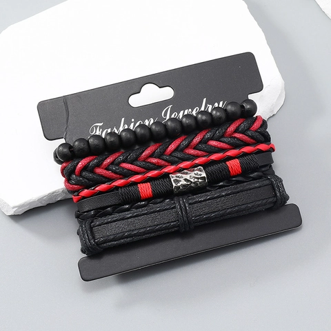 Vintage Punk Geflochtenes Leder Adlerkopf Anhänger Matte Perle Verstellbare Boho Armband Für Herren Damen Schmuck