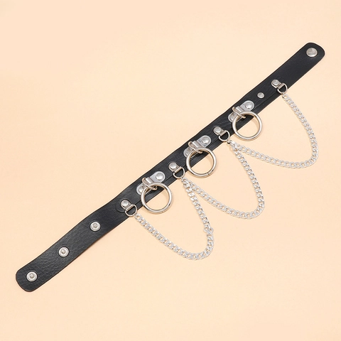 Collana Girocollo Punk Gotica in Pelle PU per Donna con O-Ring e Catena in Metallo Regolabile Gioielli Rock Harajuku