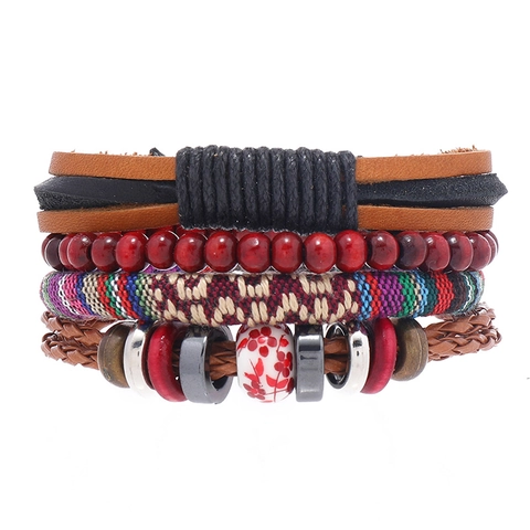 Bohemian Handgewebtes Kunstleder Armband Für Damen Herren Vintage Ethno Mehrschichtiges Kordel Armreif Charm Schmuck Zubehör