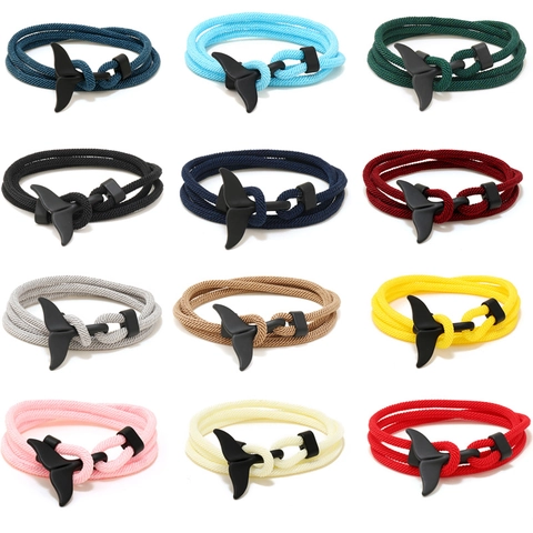 Minimalist Ocean Style Whale Tail Bracelet Milan Thread Hand Woven Rope Bracelet For Men Women Adjustable Jewelry Gift