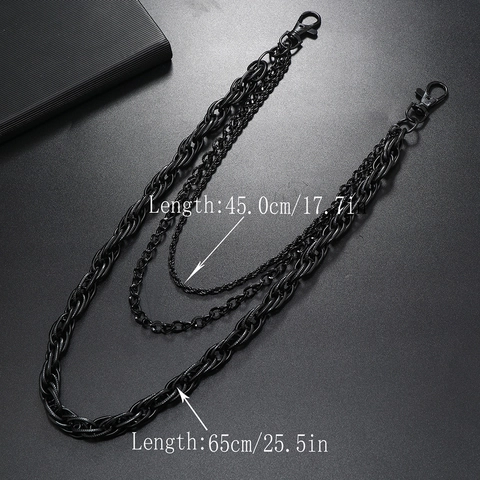Unisex Punk Multilayer Metal Waist Chain Black Hip Hop Streetwear Jean Chain Decorative Body Jewelry For Women Men