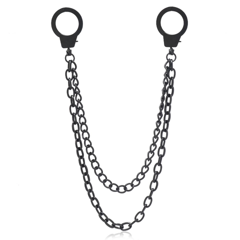 Punk Rock Handschellen Doppellagige Metall Taillenkette Für Herren Damen Hip Hop Gothic Streetwear Hose Kette Gürtel Schwarz