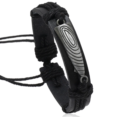 Bracciale in Pelle PU Intrecciata a Mano per Uomo Donna Stile Punk Vintage Ciondolo in Lega Regolabile Polsino in Corda di Canapa Gioielli di Moda