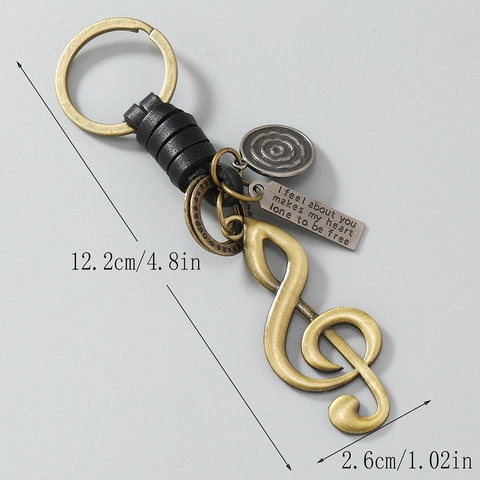 Vintage Musiknote Violinschlüssel Schlüsselanhänger Handgewebtes Rindsleder Zinklegierung Anhänger Für Musikfestival Liebhaber Unisex Geschenk