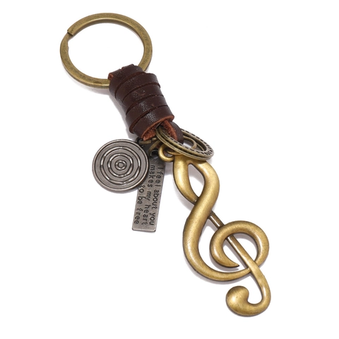 Vintage Musiknote Violinschlüssel Schlüsselanhänger Handgewebtes Rindsleder Zinklegierung Anhänger Für Musikfestival Liebhaber Unisex Geschenk
