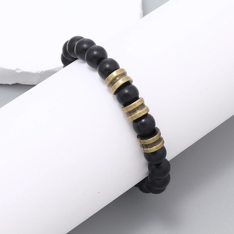 Retro Handmade Beaded Bracelet For Men Women Elastic Alloy Wood Bead Ethnic Tribal Style Charm Wristband Jewelry Gift