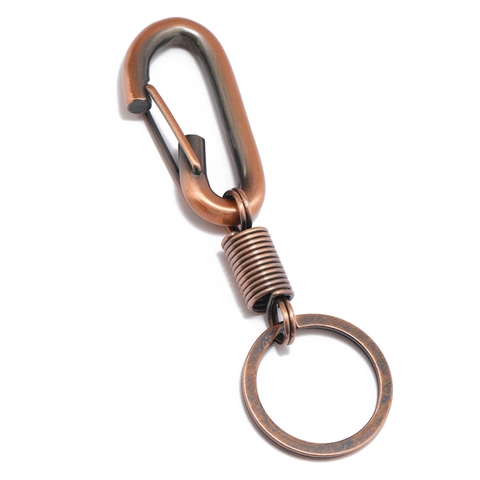 Vintage Industrie Zinklegierung Metall Karabiner Schlüsselanhänger Für Herren Antikkupfer Silber Punk Spiral Auto Schlüsselanhänger