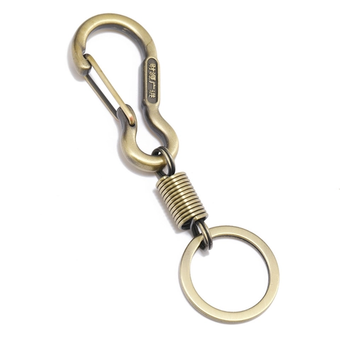 Vintage Zinklegering Karabijnhaak Sleutelhanger Retro Antiek Brons Rood Koper Sleutelring Voor Heren Auto Tas Charm Geluk Cadeau