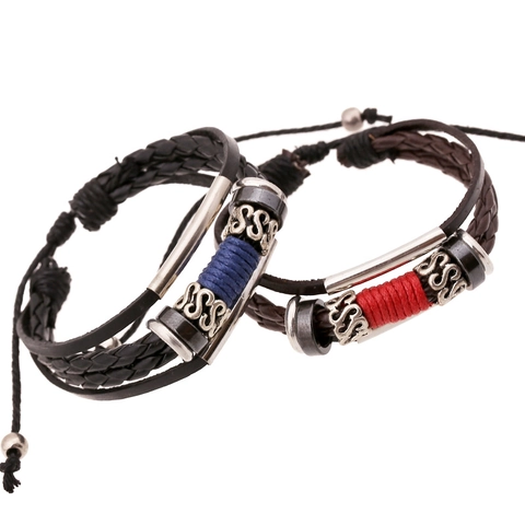 Vintage Punk Gewebtes Kunstleder Armband Für Herren Damen Mehrlagiges Einstellbares Ethno-Stil Metalldekoration Schmuck
